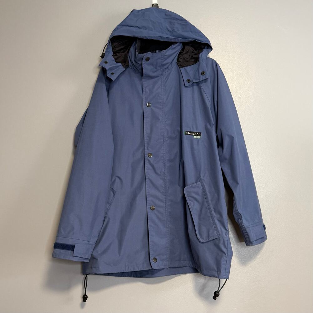 Outdoor Scene Blue Full Zip Windbreaker Jacket